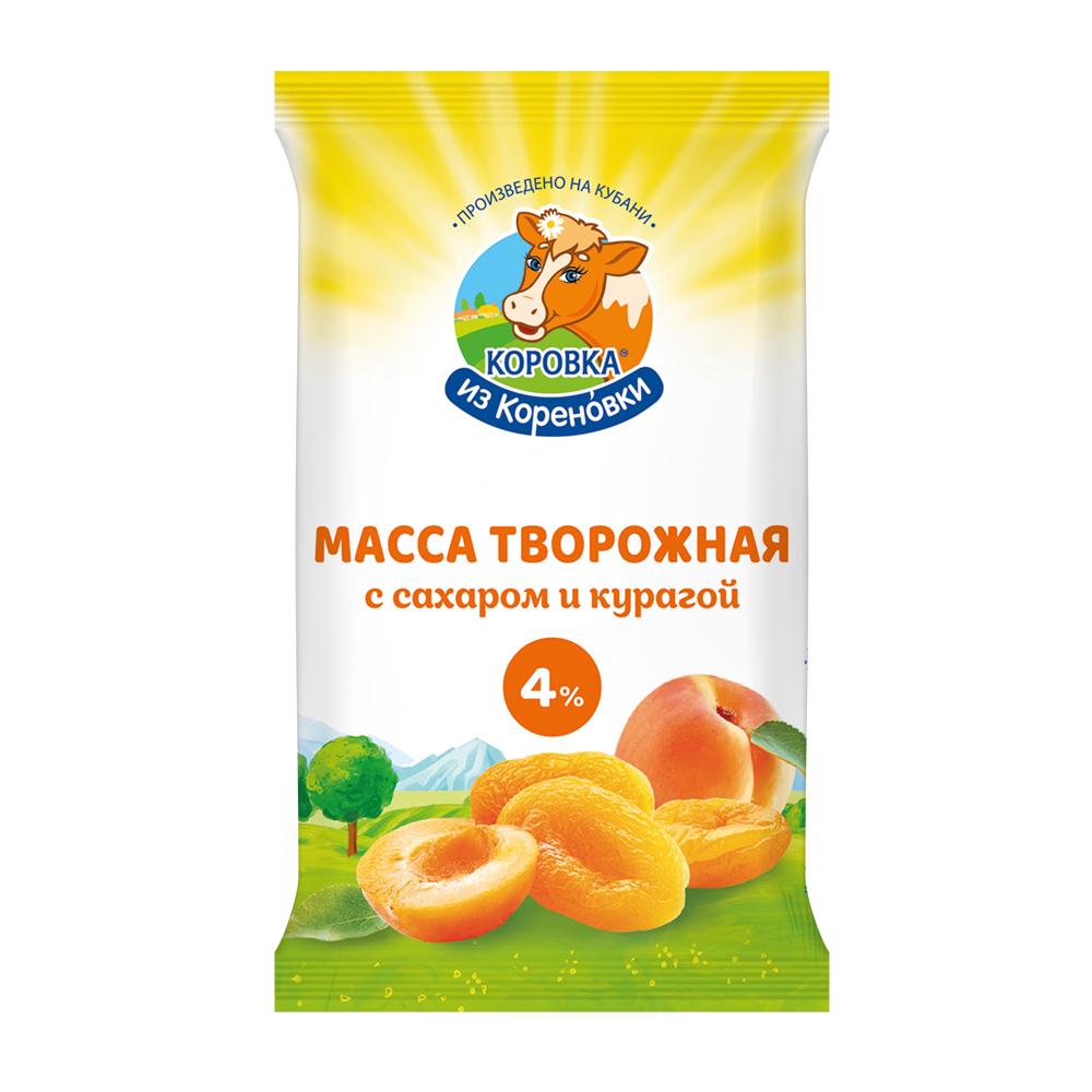 Творожная масса 180г ТМ Коровка из Кореновки курага, 4%, ф/п купить в  Симферополе, Евпатории и по всему Крыму с доставкой из интернет-магазина  Корзина | Цены ниже