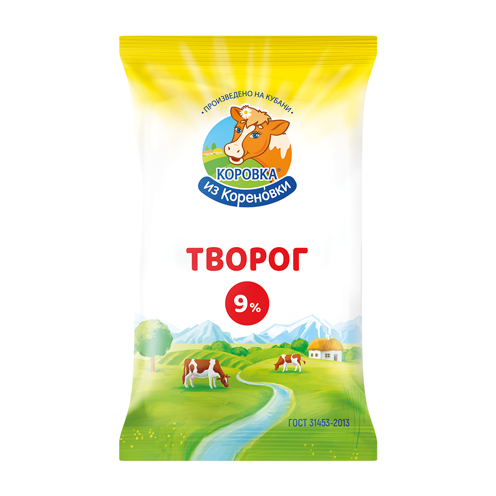 Творог 180г ТМ Коровка из Кореновки 9% ф/п купить в Симферополе, Евпатории  и по всему Крыму с доставкой из интернет-магазина Корзина | Цены ниже