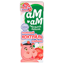 Коктейль молочн 205г ТМ Ам-Ам мамина забота с клубникой с 12 мес 2,5% 961092 по цене 46₽