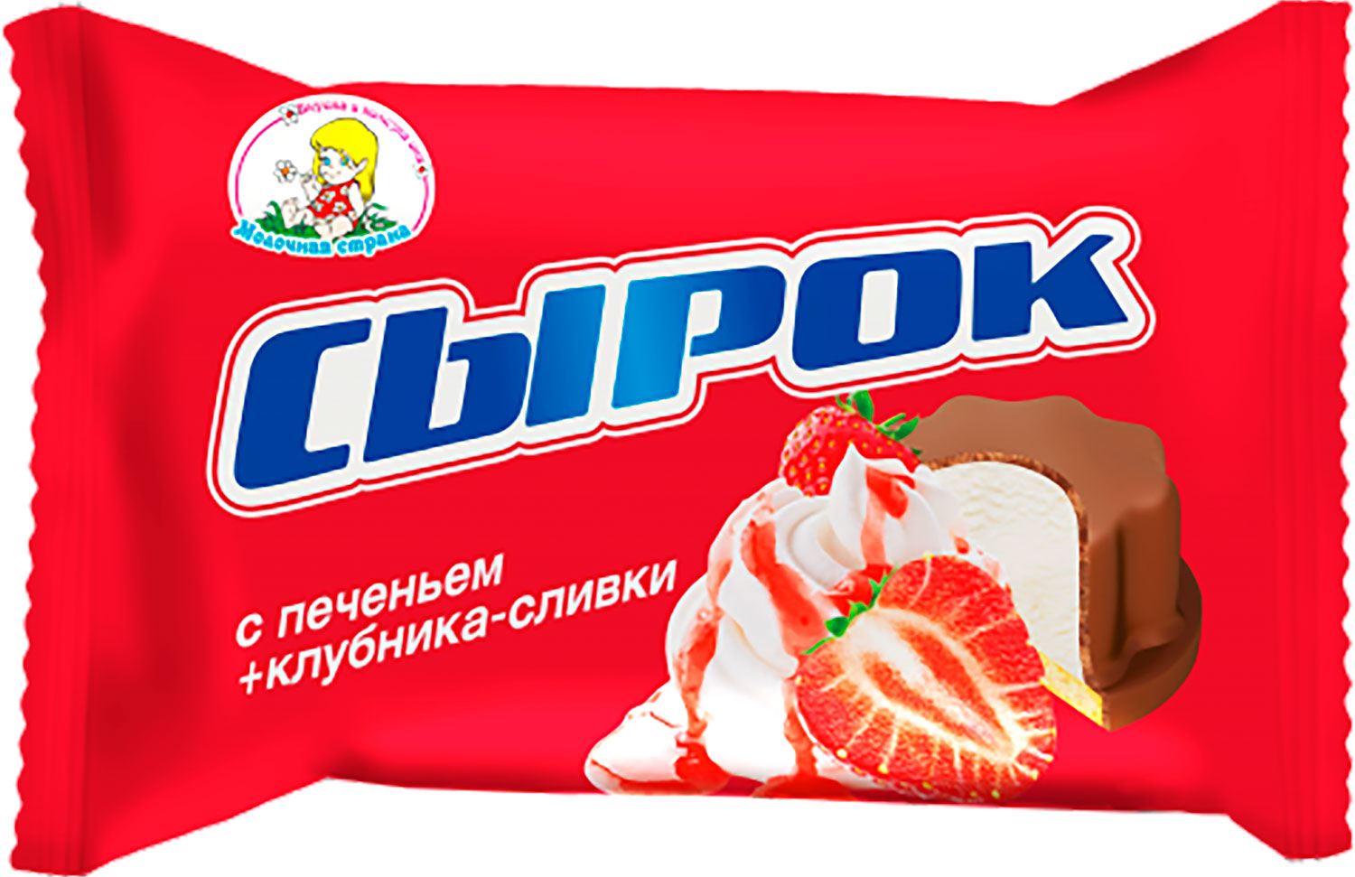 Сырок с печеньем и клубникой