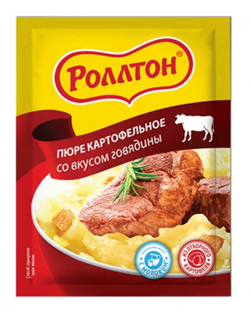 Пюре картоф. вкус говядины ТМ Роллтон 34г пакет купить в Симферополе,  Евпатории и по всему Крыму с доставкой из интернет-магазина Корзина | Цены  ниже