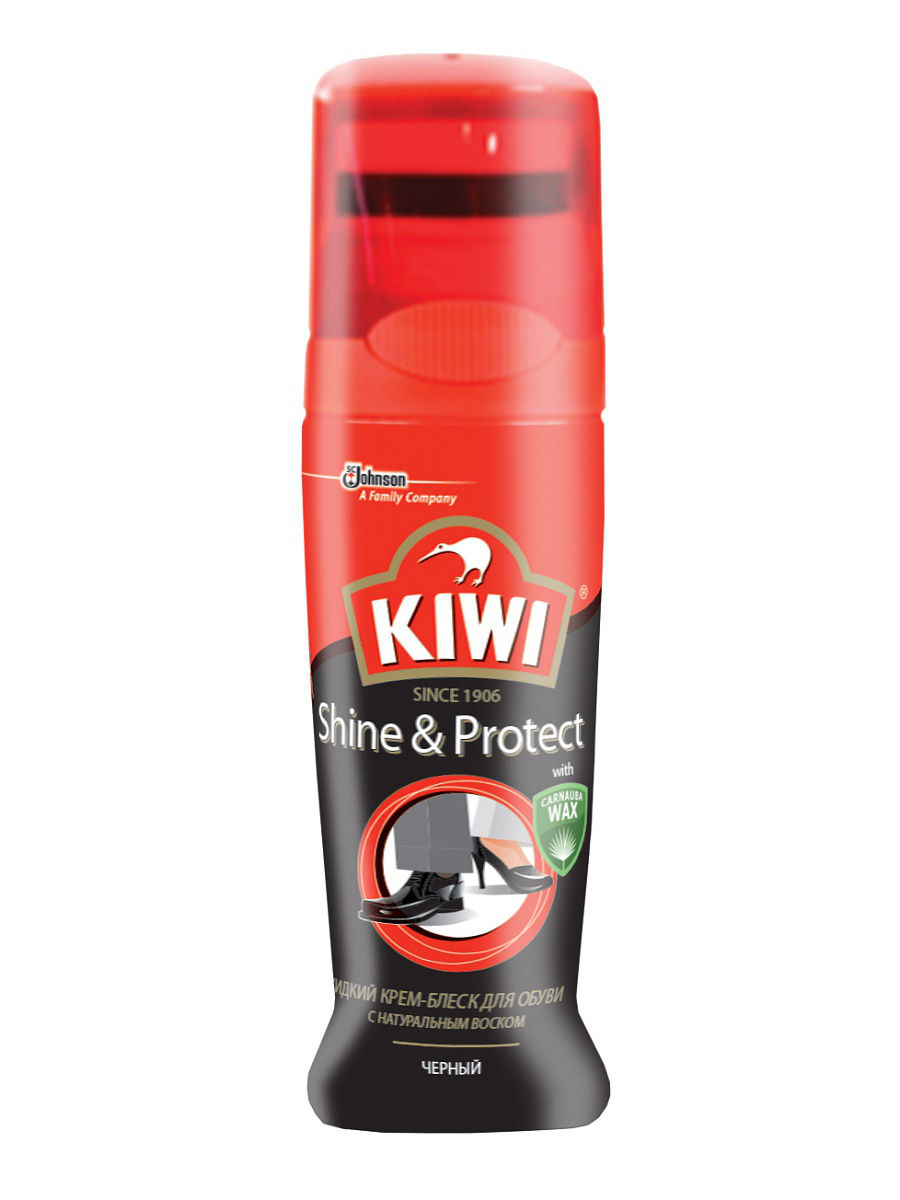 Черный крем для обуви Kiwi Shine protect