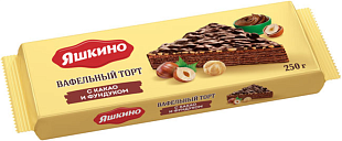 Торт 250г Яшкино вафельный лазированный шоколадный с фундуком - купить в Симферополе